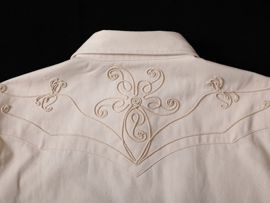 Mvc&Co. White Denim Couching Embroidery Shirt