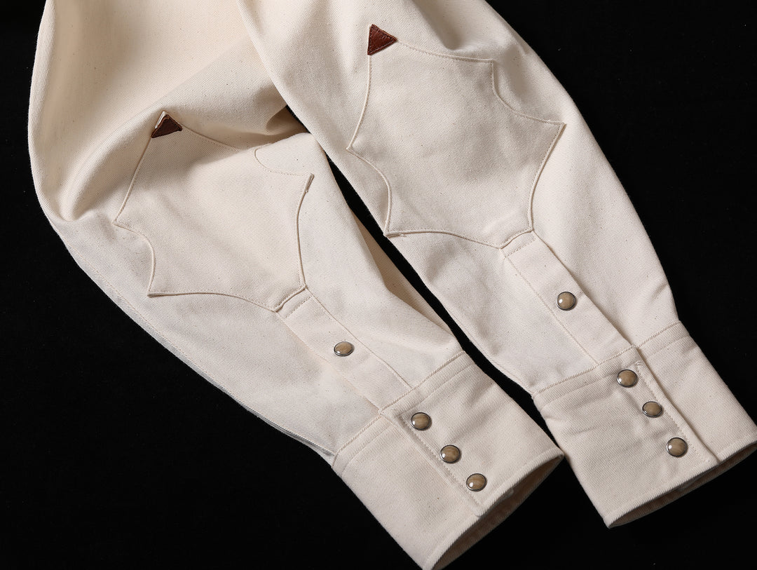 Mvc&Co. White Denim Couching Embroidery Shirt