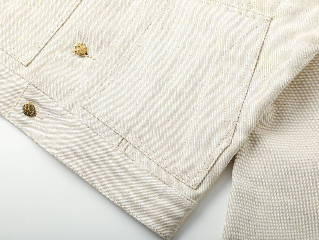 Natural Cottonseed Selvedge Canvas Wool-Blend Lined Cruiser Jacket