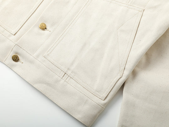 Natural Cottonseed Selvedge Canvas Wool-Blend Lined Cruiser Jacket