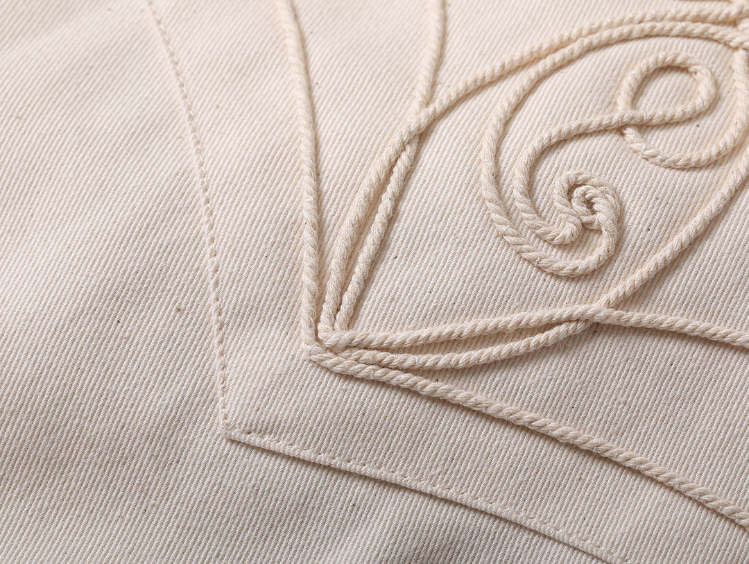 Mvc&Co. White Denim Couching Embroidery Shirt