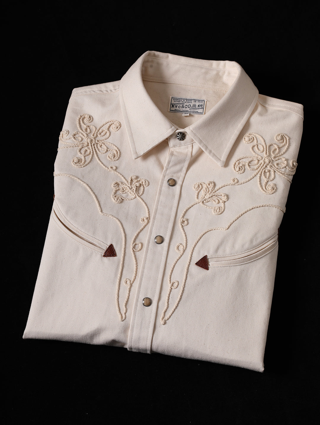 Mvc&Co. White Denim Couching Embroidery Shirt