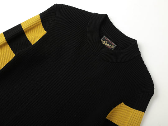 Motorcycle-Style Striped Sport Sweater