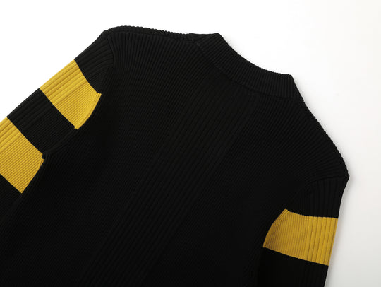 Motorcycle-Style Striped Sport Sweater