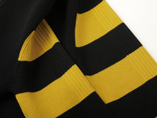 Motorcycle-Style Striped Sport Sweater