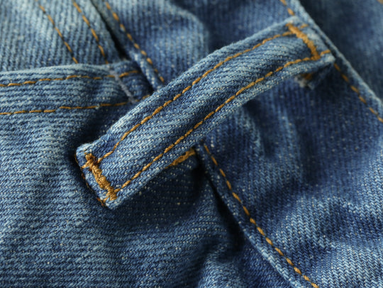 Retro Distressed Denim Shorts-Ice Blue