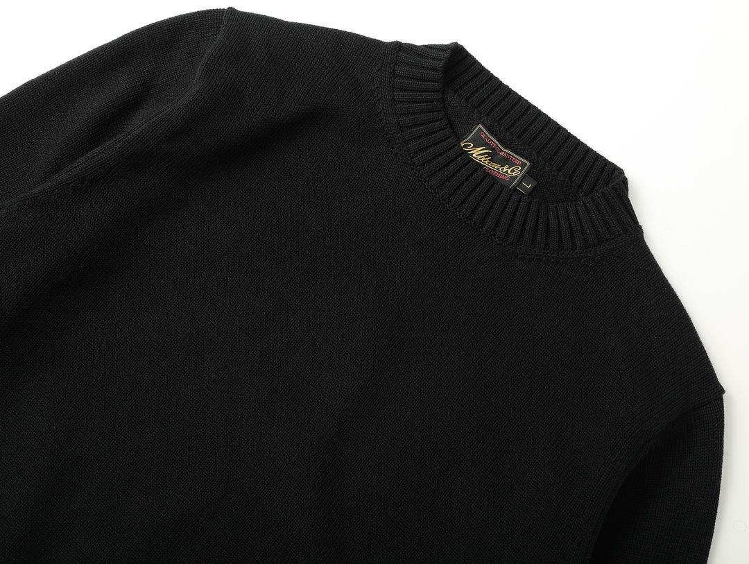 Ivy-Style Crewneck Sport Sweater-Black