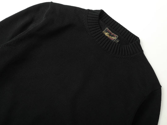 Ivy-Style Crewneck Sport Sweater-Black