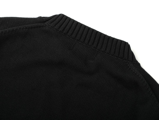 Ivy-Style Crewneck Sport Sweater-Black