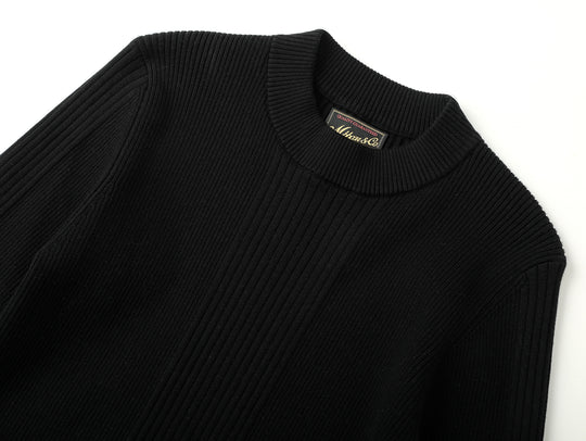 Slim-Fit Ribbed Sport Sweater-Black