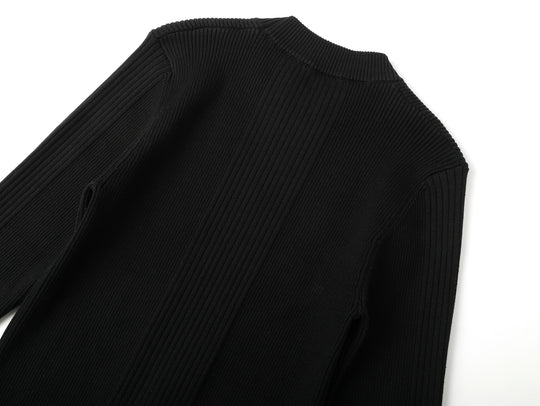Slim-Fit Ribbed Sport Sweater-Black