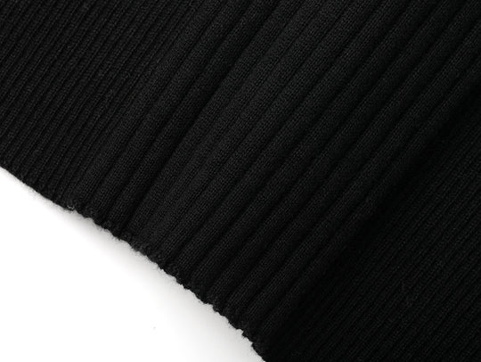 Slim-Fit Ribbed Sport Sweater-Black