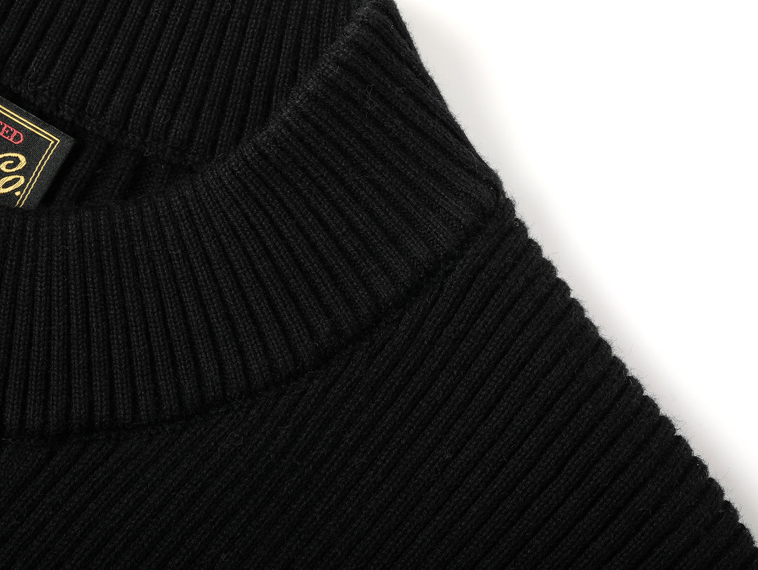 Slim-Fit Ribbed Sport Sweater-Black