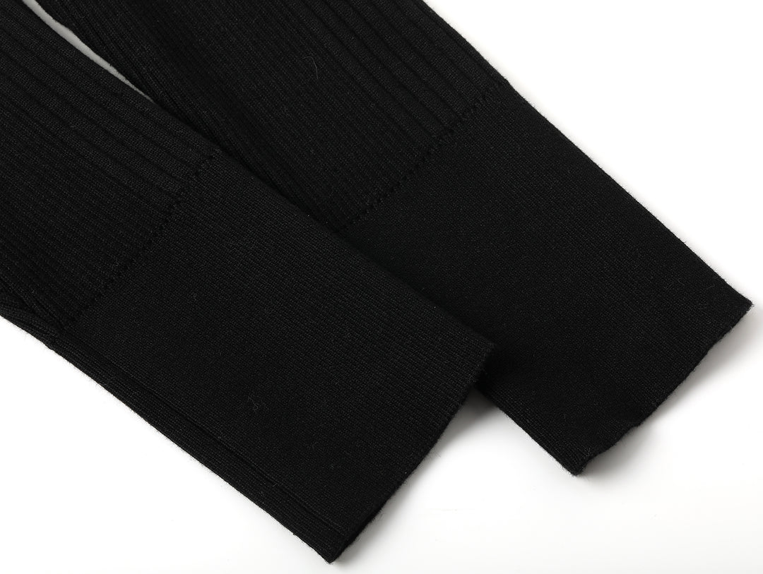 Slim-Fit Ribbed Sport Sweater-Black