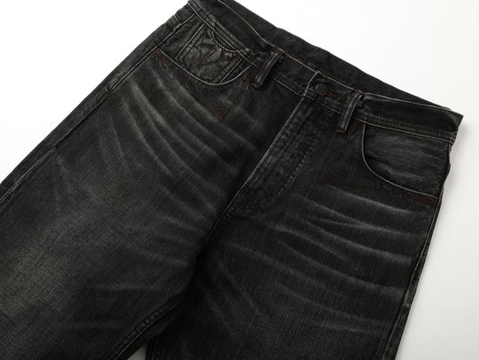14oz Black Swordsman Washed Pleated jeans