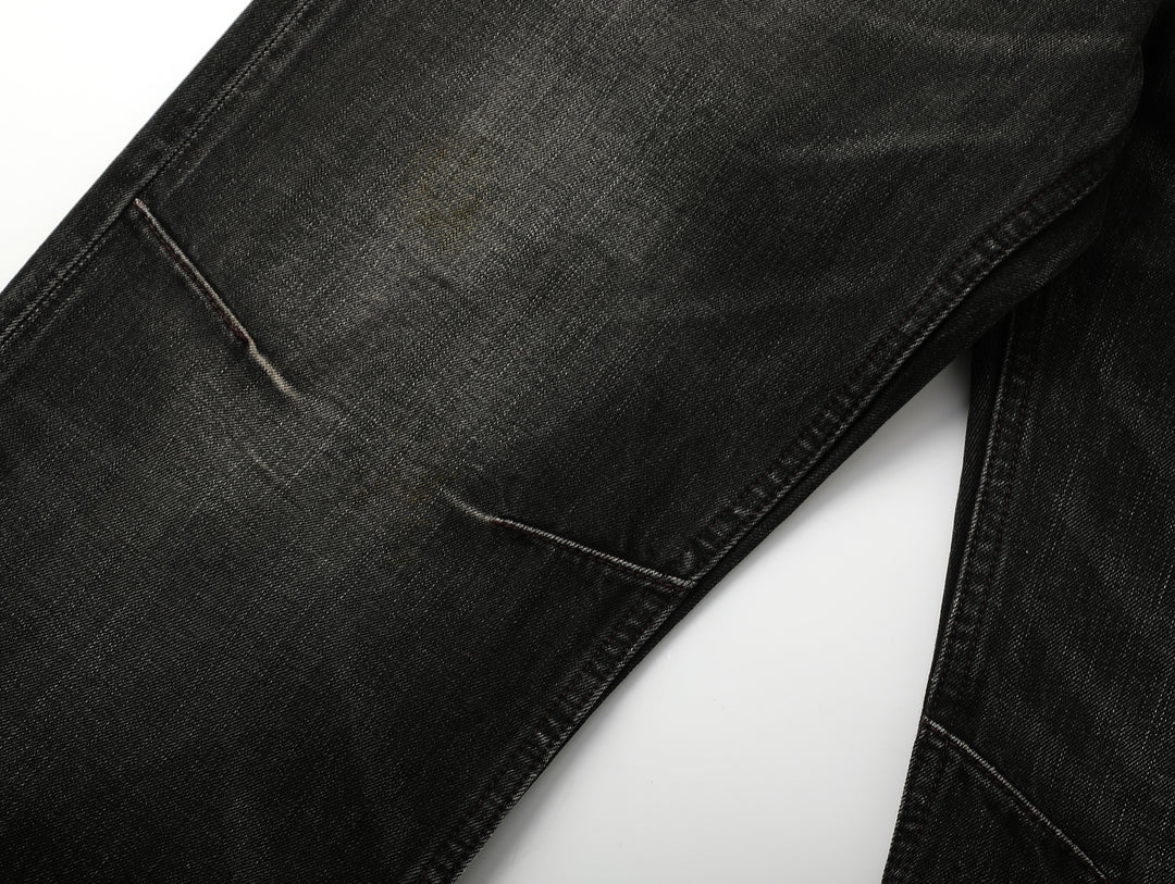 14oz Black Swordsman Washed Pleated jeans