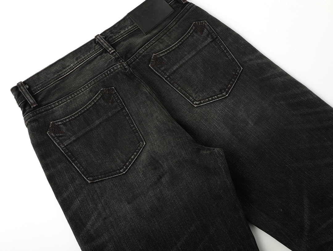 14oz Black Swordsman Washed Pleated jeans