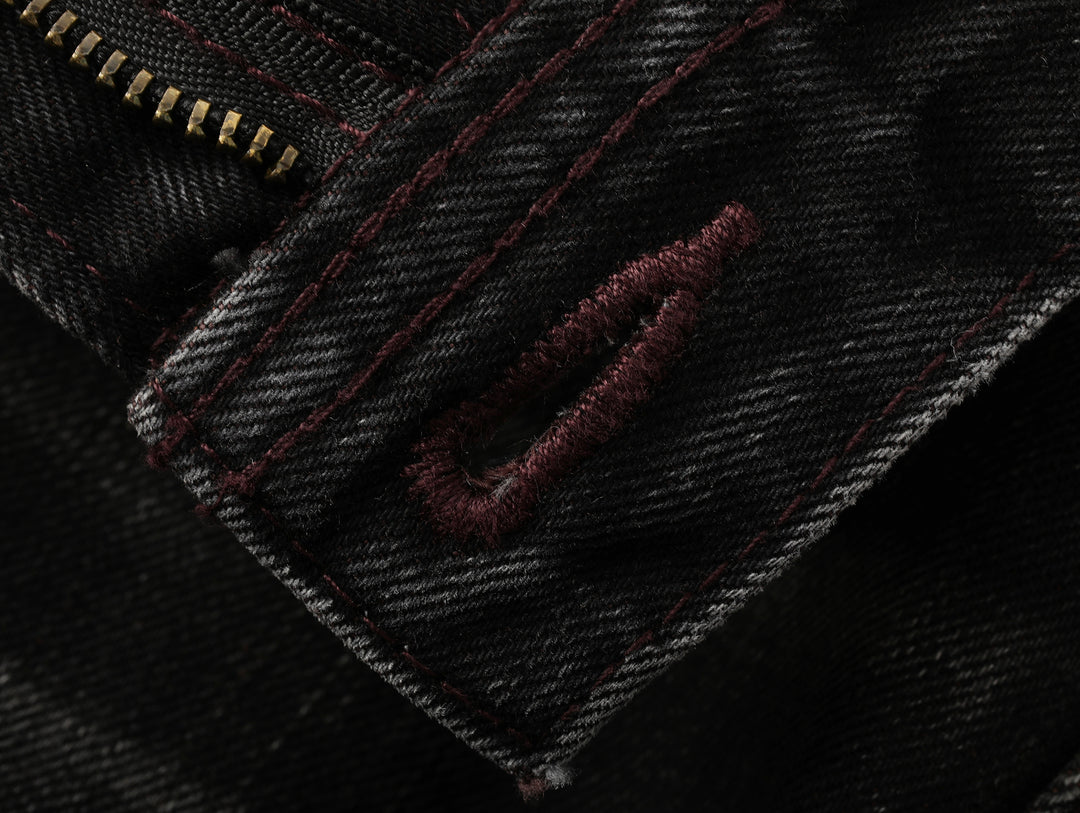 14oz Black Swordsman Washed Pleated jeans