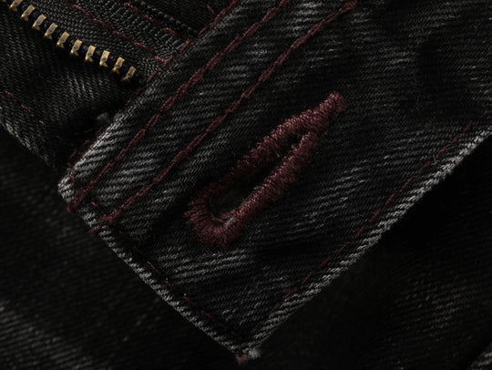 14oz Black Swordsman Washed Pleated jeans