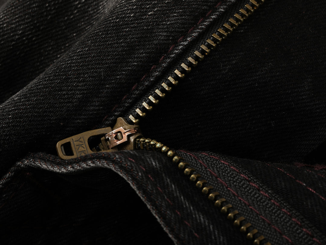 14oz Black Swordsman Washed Pleated jeans