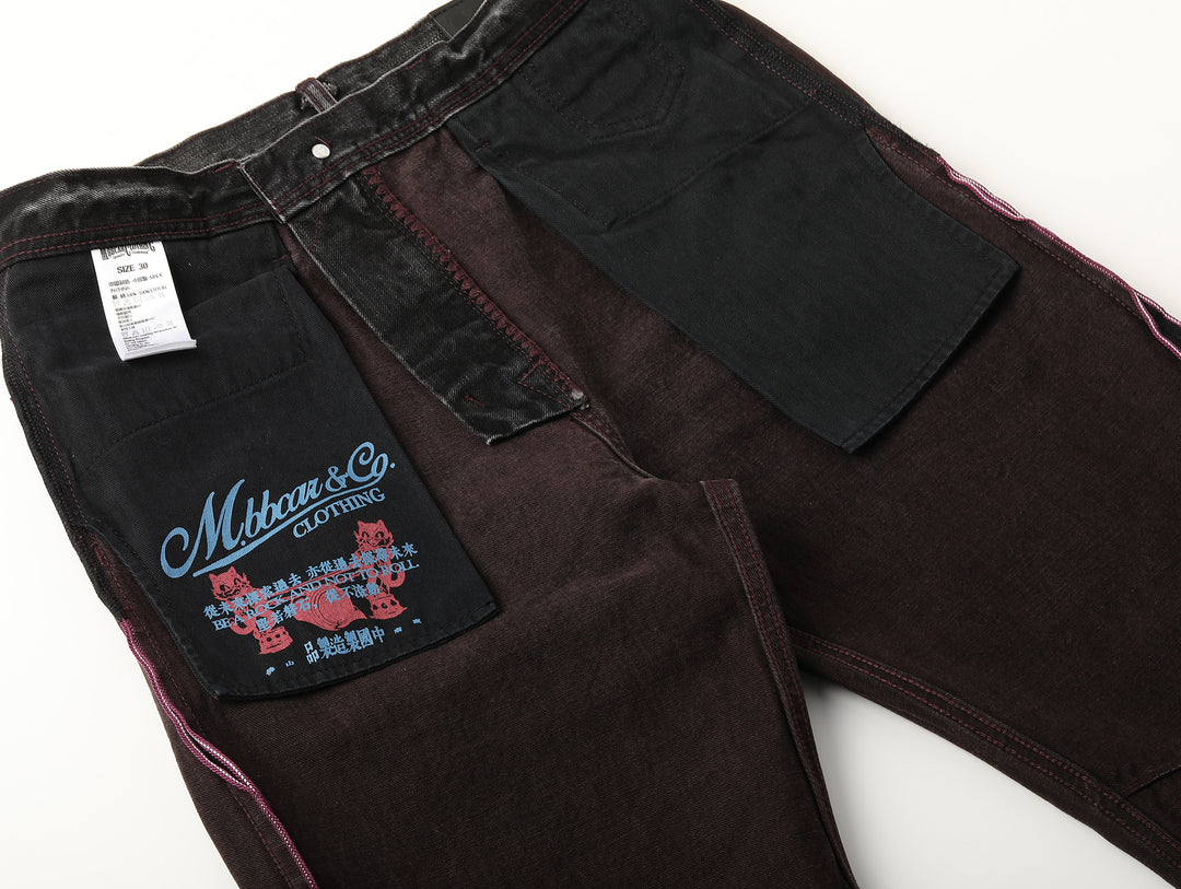 14oz Black Swordsman Washed Pleated jeans