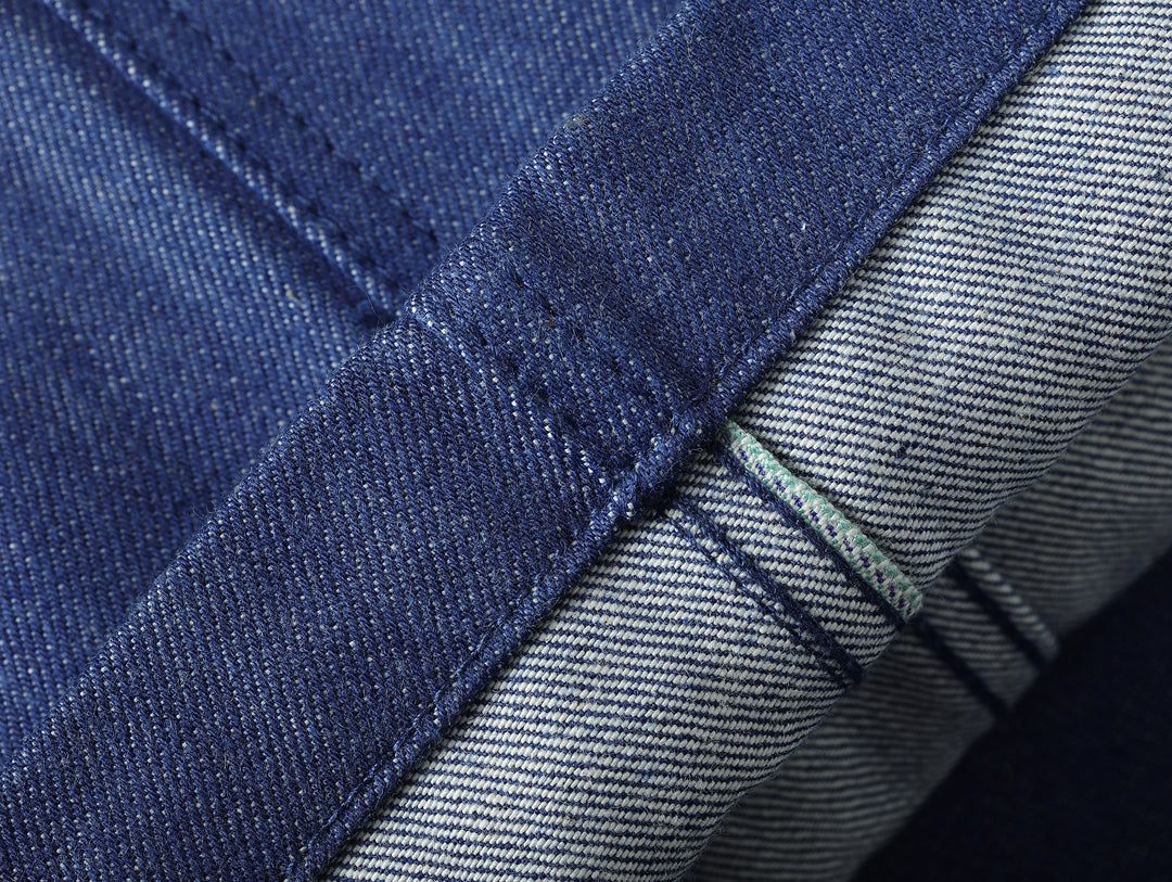 Claessen™ Blue "Planetary Tears Blue" French Work Style Wide-Leg jeans