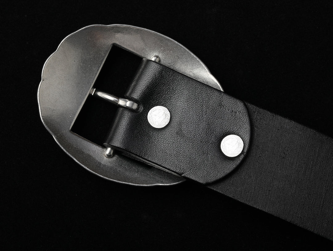 Western-Engraved Pin-Buckle Leather Belt