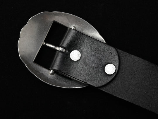 Western-Engraved Pin-Buckle Leather Belt