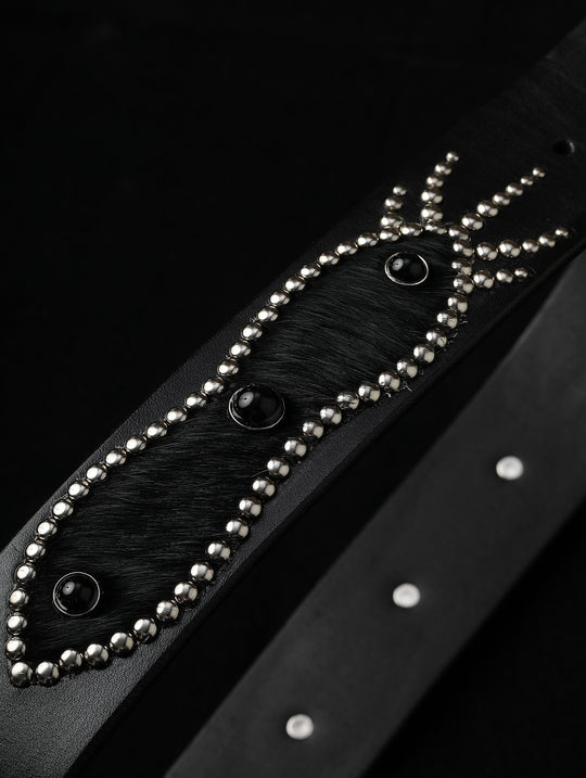 Western-Engraved Pin-Buckle Leather Belt