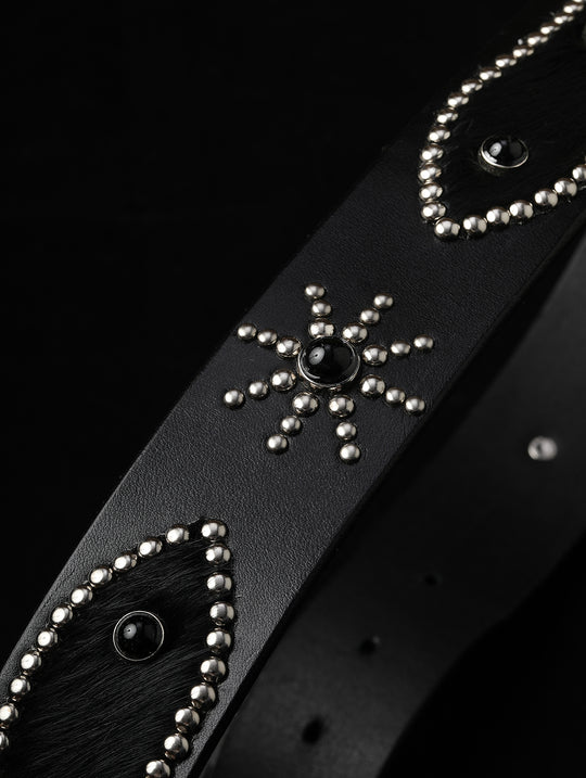 Western-Engraved Pin-Buckle Leather Belt