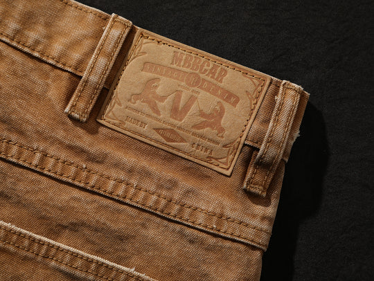 Dirty Wash Overdyed Distressed Straight-Fit Logger jeans