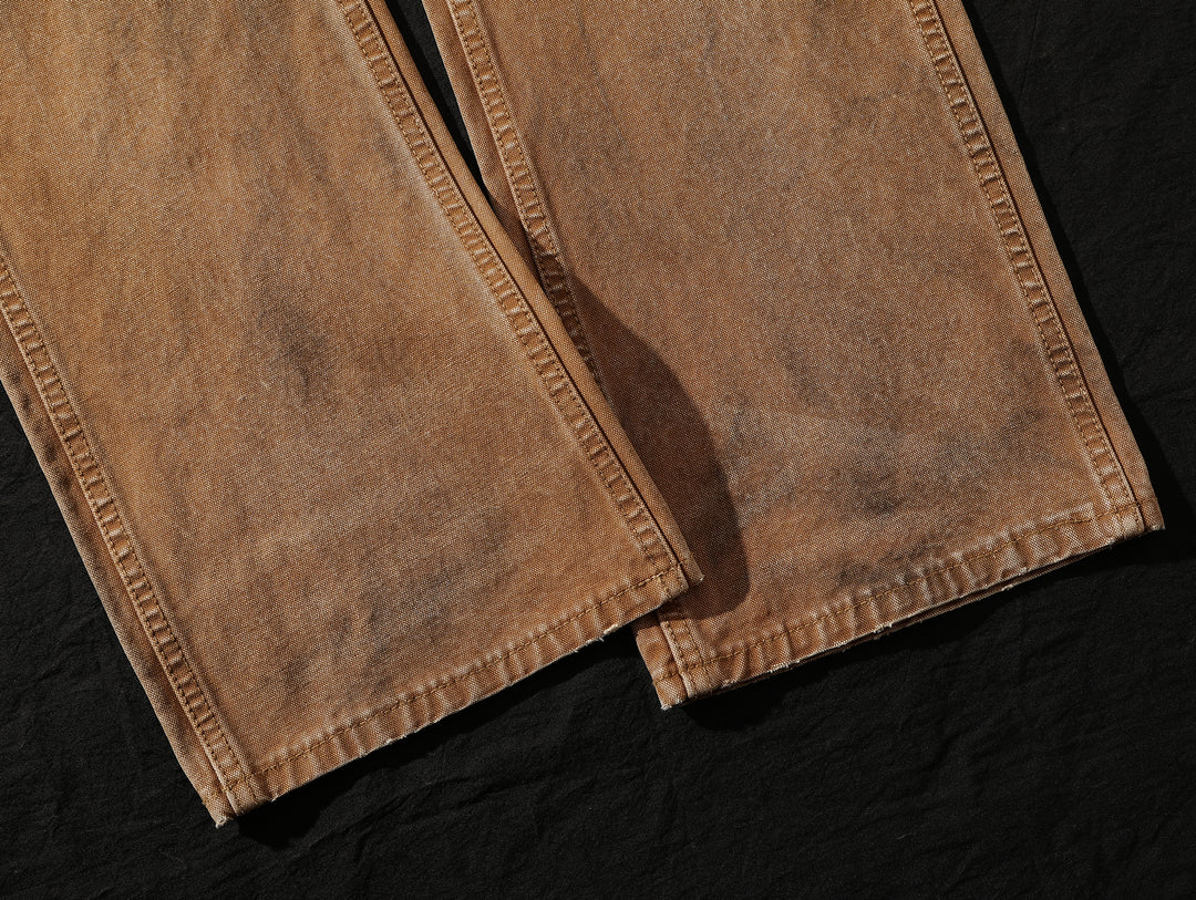 Dirty Wash Overdyed Distressed Straight-Fit Logger jeans