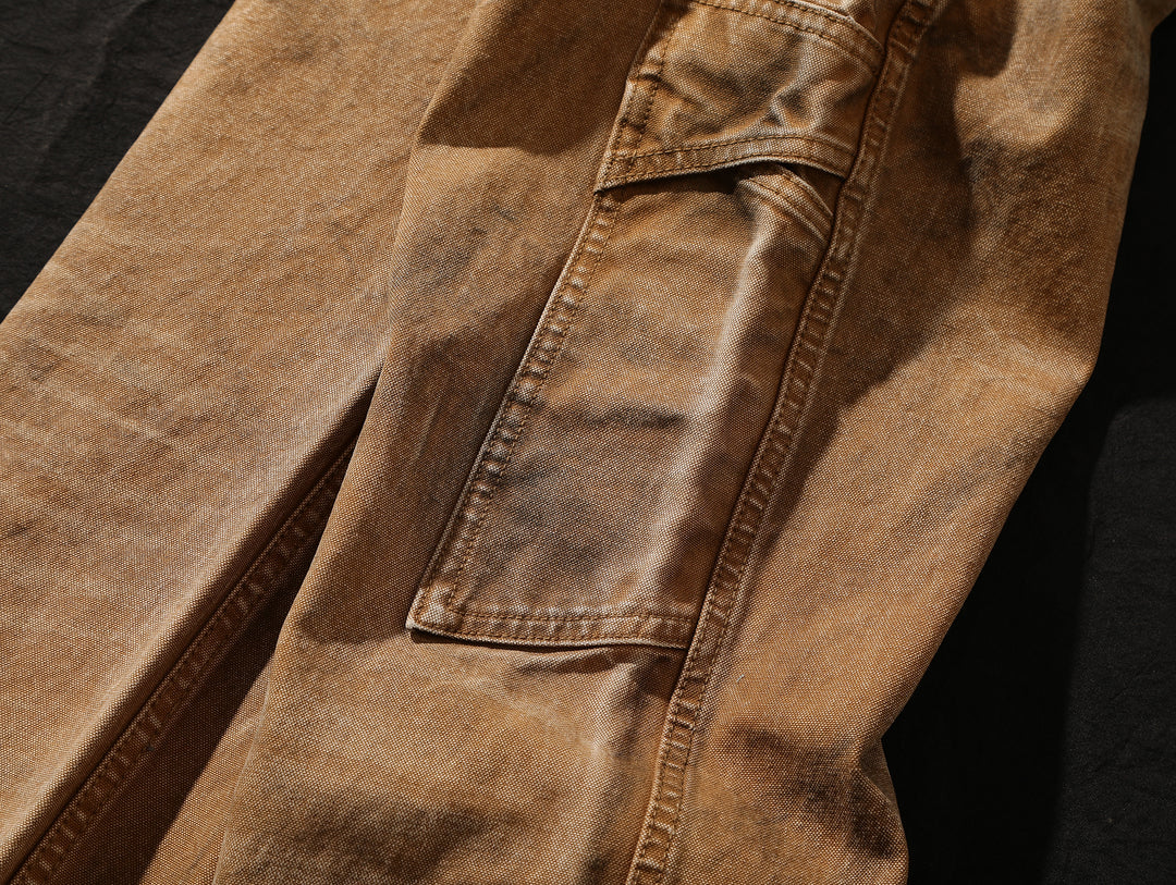 Dirty Wash Overdyed Distressed Straight-Fit Logger jeans