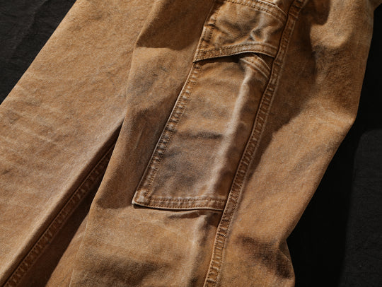Dirty Wash Overdyed Distressed Straight-Fit Logger jeans