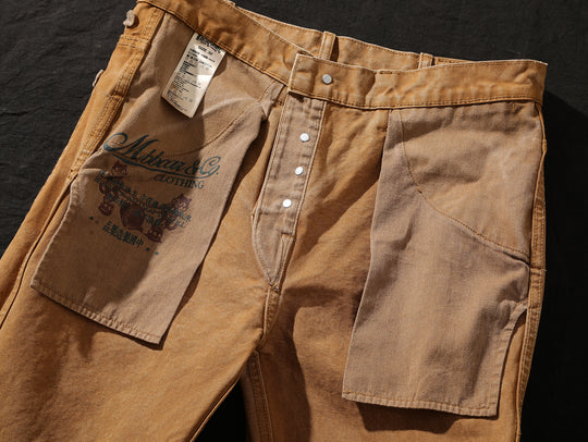 Dirty Wash Overdyed Distressed Straight-Fit Logger jeans