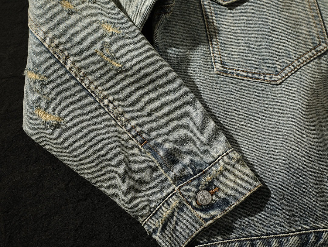 Distressed Washed Denim Jacket