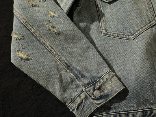 Distressed Washed Denim Jacket