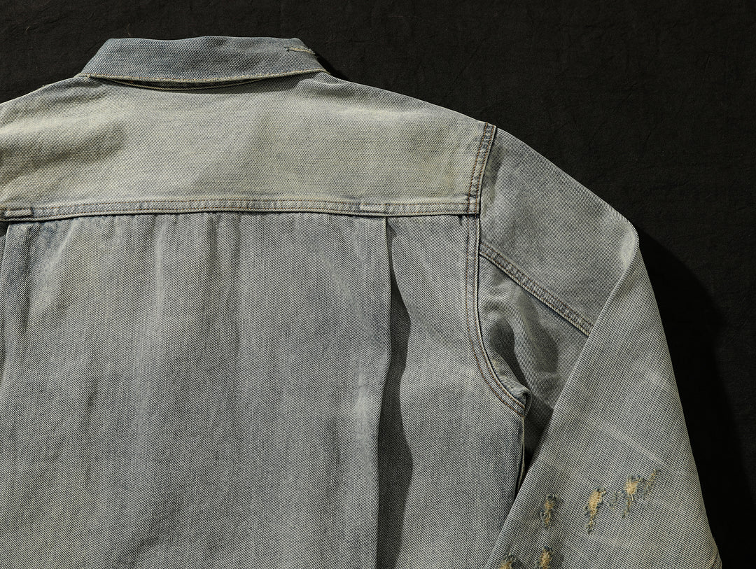 Distressed Washed Denim Jacket