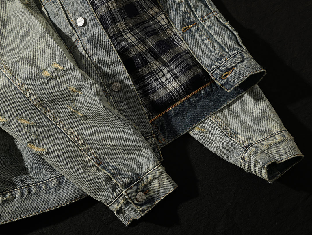 Distressed Washed Denim Jacket