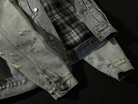 Distressed Washed Denim Jacket