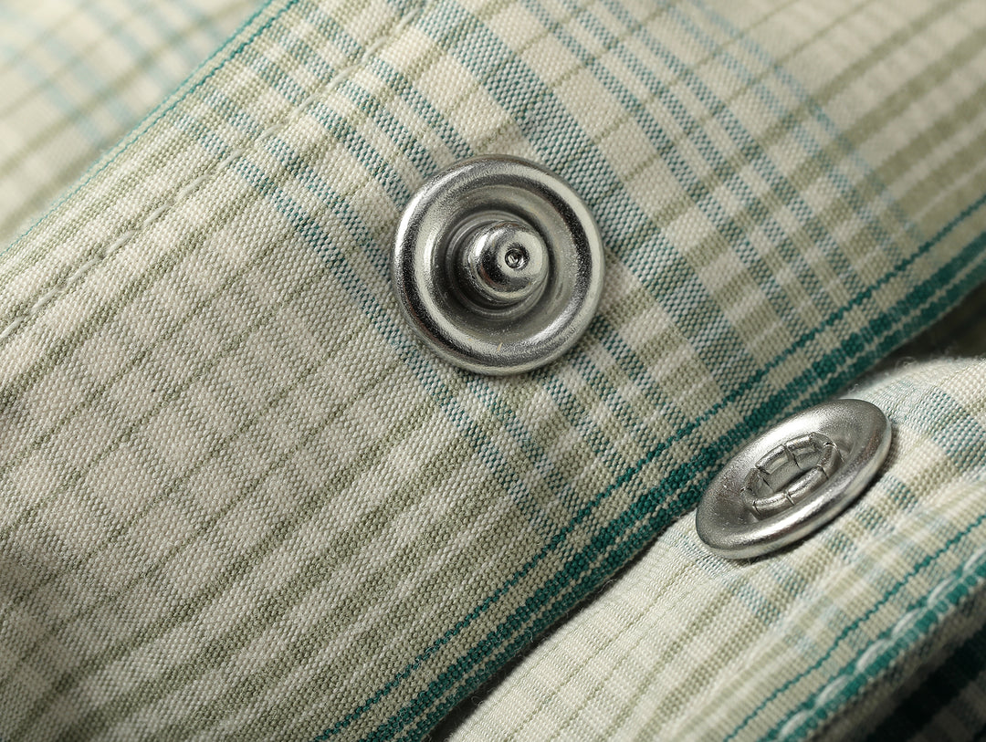 Western Series Green Checkered Floral Western shirt