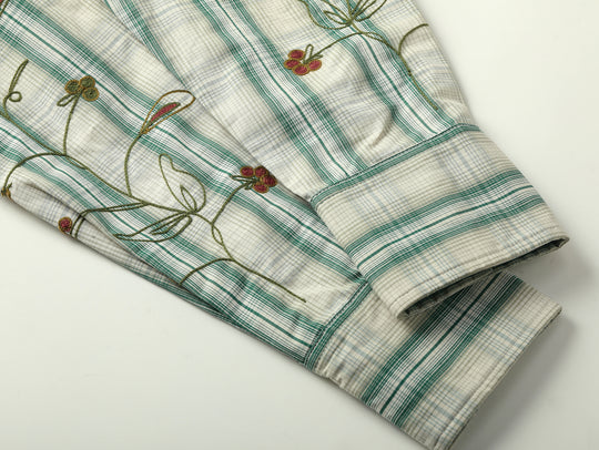 Western Series Green Checkered Floral Western shirt