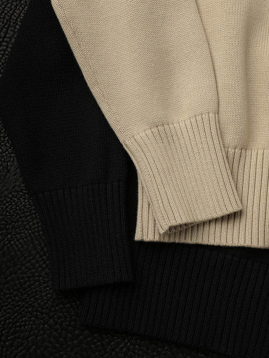 Ivy-Style Crewneck Sport Sweater-Apricot