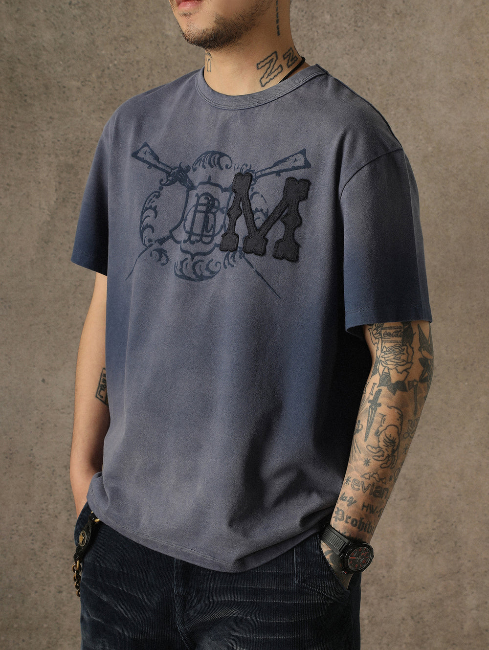 Sun-Faded Aged Patchwork T-shirt