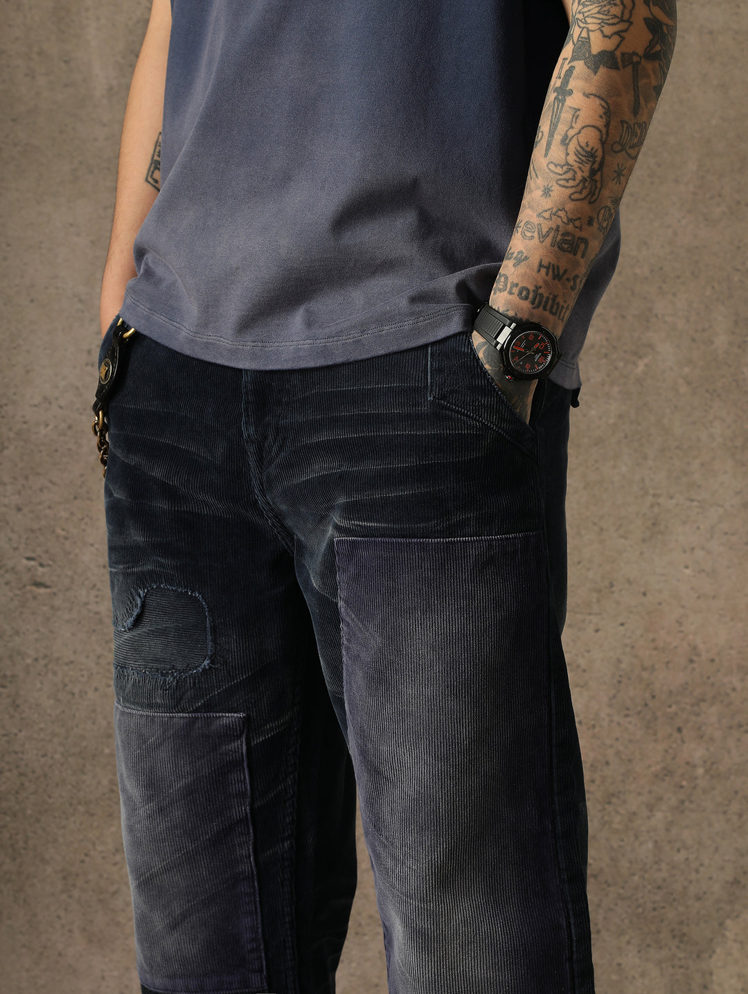 Mvc&Co. 717# Patchwork corduroy wide-leg pants