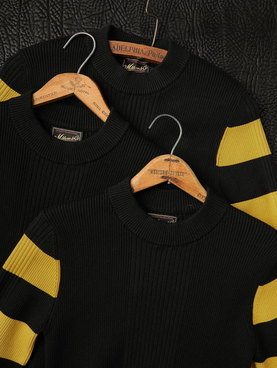 Motorcycle-Style Striped Sport Sweater