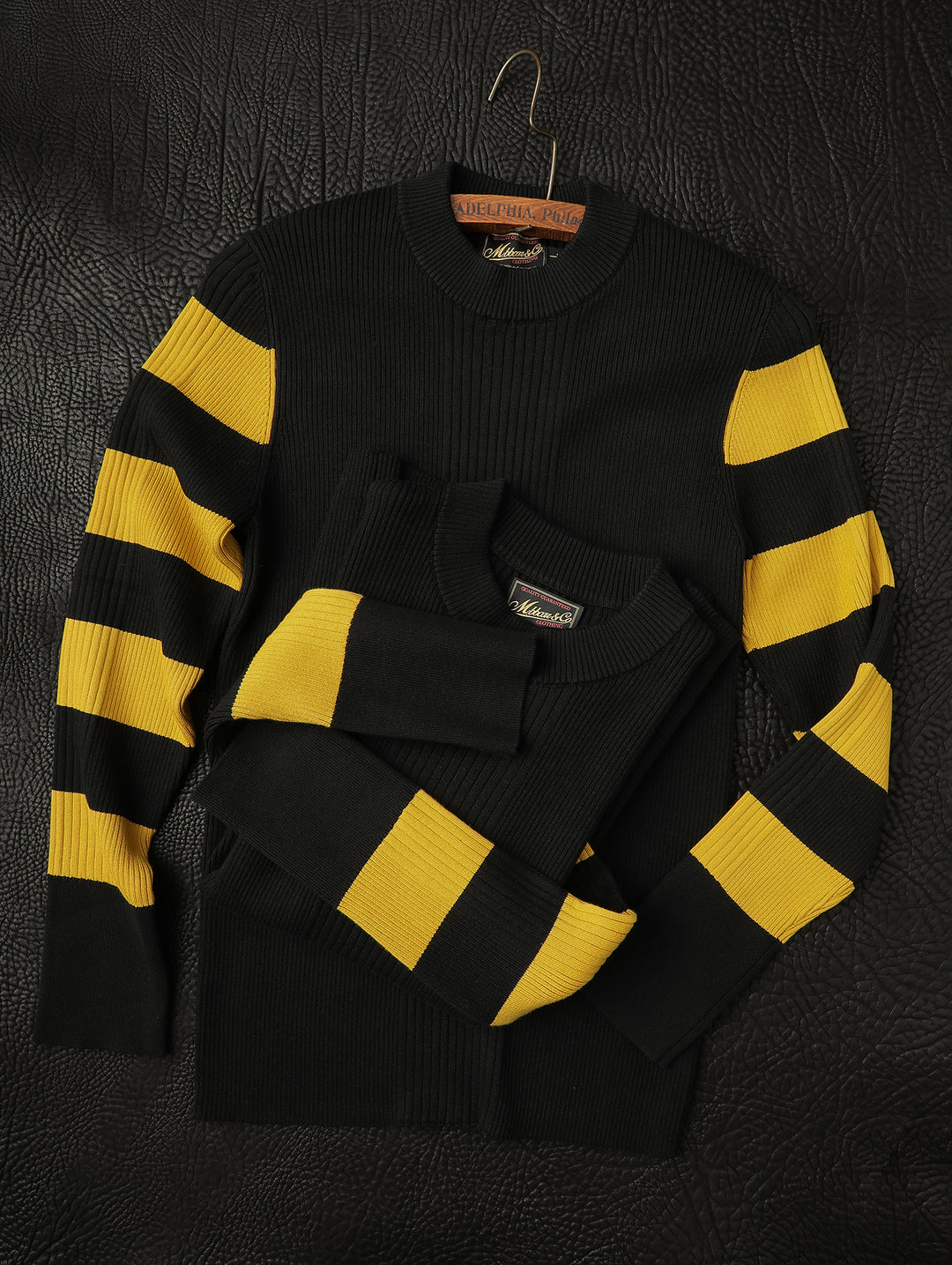 Motorcycle-Style Striped Sport Sweater