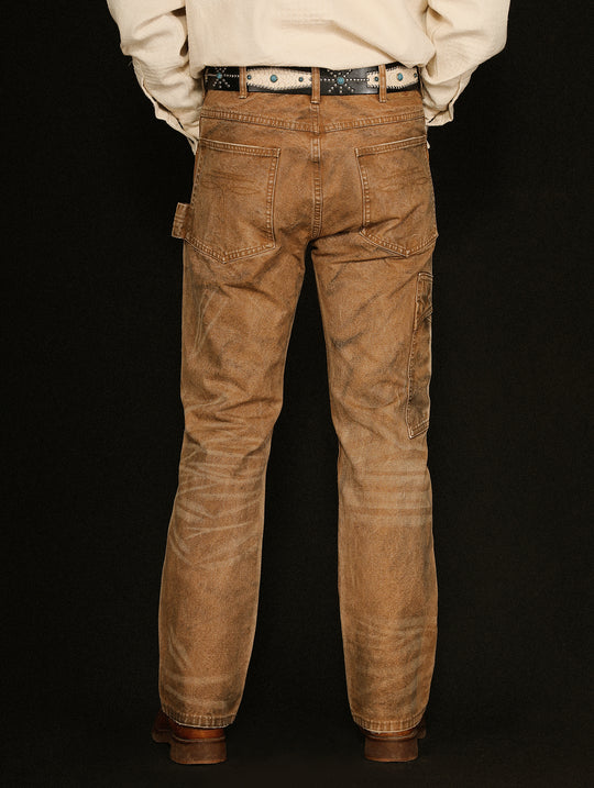 Dirty Wash Overdyed Distressed Straight-Fit Logger jeans