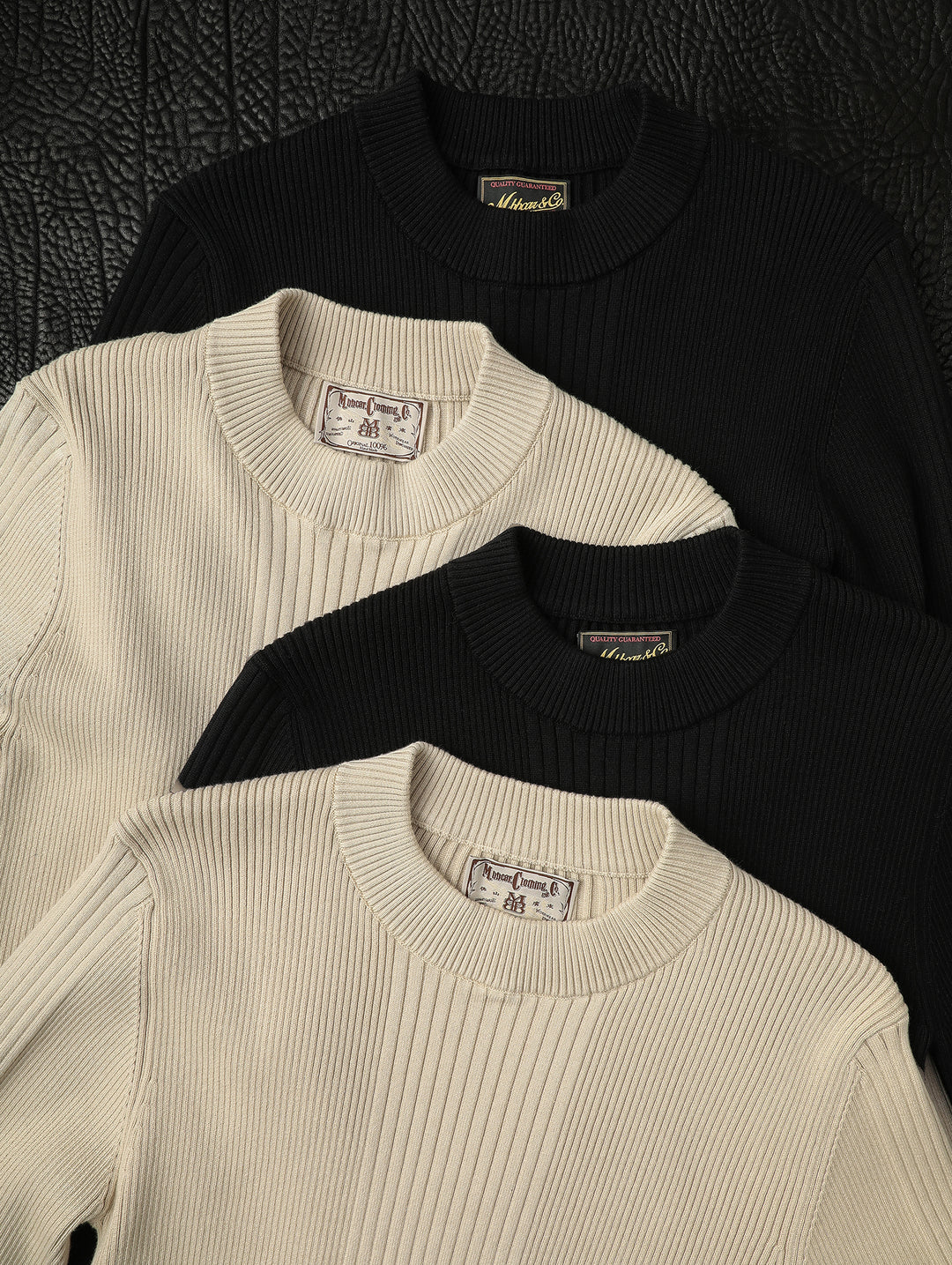 Slim-Fit Ribbed Sport Sweater-Black