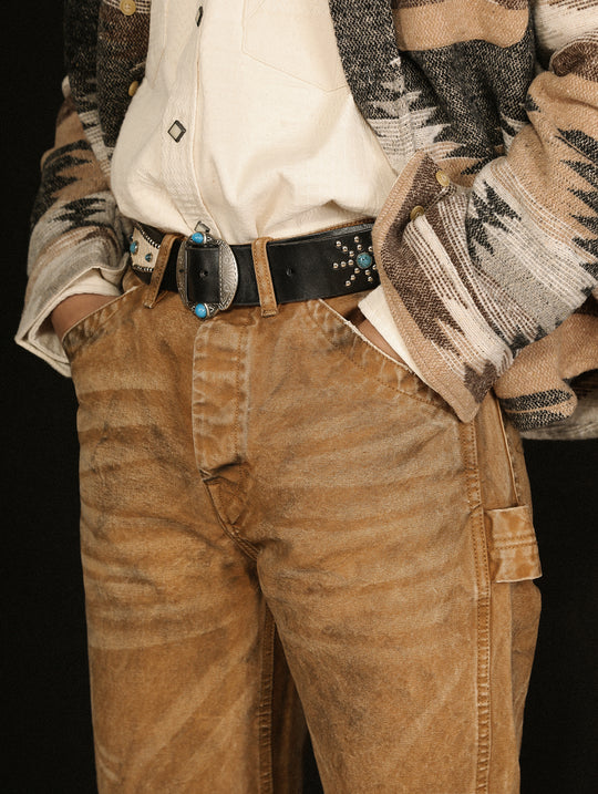 Dirty Wash Overdyed Distressed Straight-Fit Logger jeans